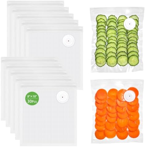 Syntus 30 Pcs Reusable Vacuum Sealer Bags for Food, 8"x10" Small Size by Syntus