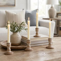 Wooden Taper Candle Holders: Rustic Farmhouse Decor, Set of 4 by CreatedforWeddingsandHome