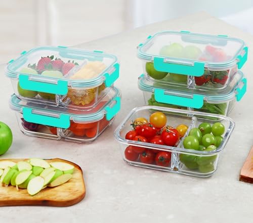 M MCIRCO 10 Pack,30 oz, 2 Compartments Glass Meal Prep Containers with Lids - Image 6