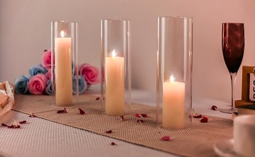 CYS EXCEL 2 PCS (H:10" D:3") Open Ended Glass Hurricane Candleholder Tube Shade | Open Flame Candle Chimney Tube Cover | Bottomless Cylinder - Image 5