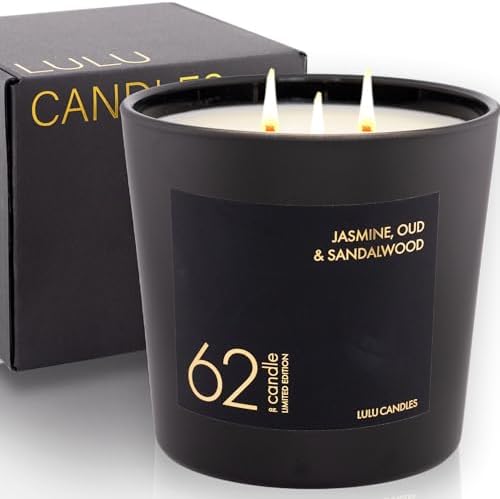Lulu Candles | Jasmine, Oud & Sandalwood| Luxury Scented Soy Jar Candle | Hand Poured in The USA | Highly Scented Long Lasting (62 Oz. - XXLarge) by LULUCANDLES