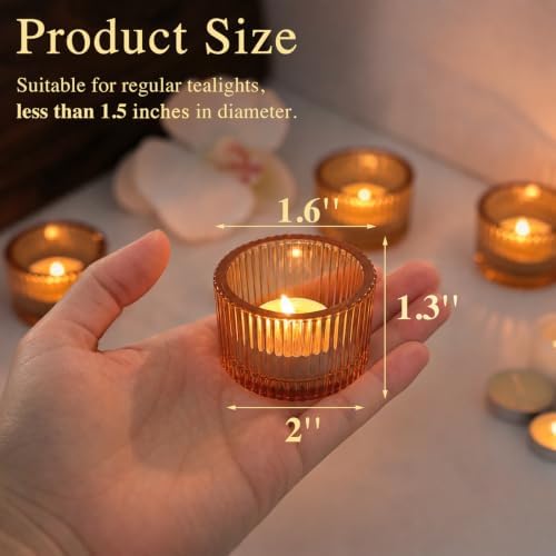 HAVITI 18 Pack Gold Tealight Candle Holders with Candles, Glass Votive Set - Image 2