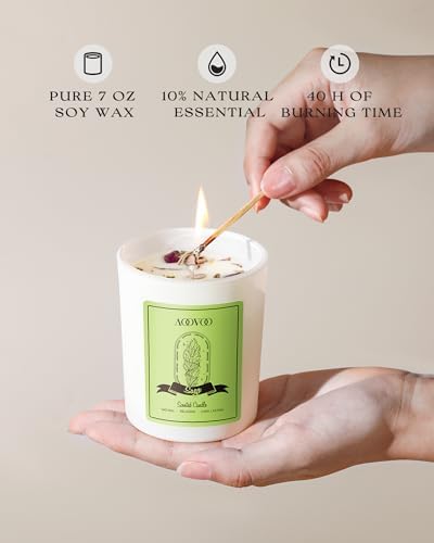 AOOVOO Sage Scented Candles for Women - Aromatherapy Candle with Crystals Inside, 7oz Soy Candles for Home Scented, Mothers Day Birthday Gifts Mothers Day Candle for Women Mom - Image 4