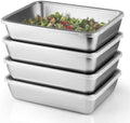 4 Pcs (68oz) Stainless Steel Food Containers with Clear Lids, 10" x 7.7" Stackable Snack Storage Boxes, Deli Meat Keeper for Refrigerator or Picnic, BBQ Party, Office, Gym Lunch by Sanbege