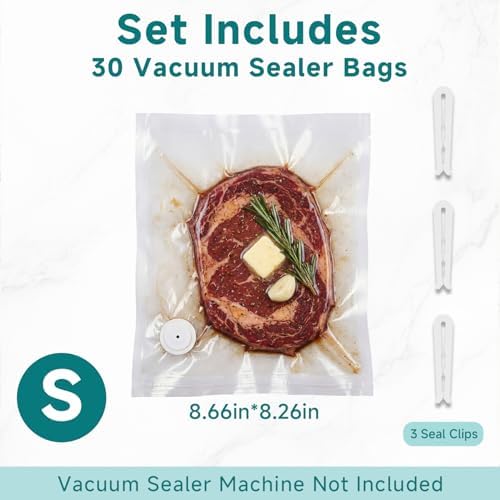 Mehomeli Reusable Vacuum Sealer Bags, 30 Small Bags, 8.66 × 8.26in - Image 2