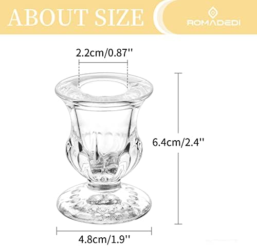 Romadedi Clear Glass Taper Candle Holders, Pack of 10 - Image 4