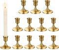 Romadedi Gold Candlestick Candle Holders for Taper, 12 PCS Gold Brass Color Candle Stick Candle Holder for Table Centerpiece, Wedding Reception, Festive Christmas Mantel Decoration or Home Decor by ROMADEDI