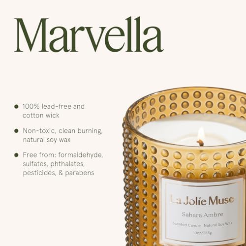 LA JOLIE MUSE Sahara Amber Scented Candles for Home, Natural Soy Wax 55 Hrs - Image 6