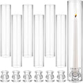 6 Set Glass Hurricane Candle Holders 11.8" Open Ended Glass Candleholder Tube Shape Bottomless and 2.1" Taper Clear Candlestick Holder Bulk for Table Centerpiece Wedding Party Home Decor (6, Clear) by Unknown