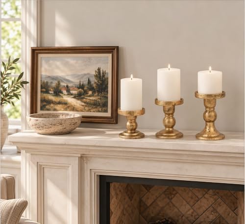 Glass Candle Holders Set of 3 for Pillar and Taper Candles - Image 5