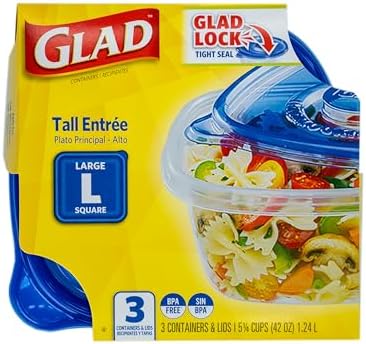 Glad GladWare Tall Entree Containers, Large Square, 42 oz - 3 Count (Pack of 6) - Image 3