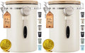 Veken Coffee Canister,39OZ, 2.2lbs,Large Airtight Stainless Steel Container Kitchen Food Storage Jars for Beans,Ground, Espresso, Rice,Tea, Sugar, Cereal, Gifts, Date Tracker, Scoop, Cream (Pack of 2) by Veken