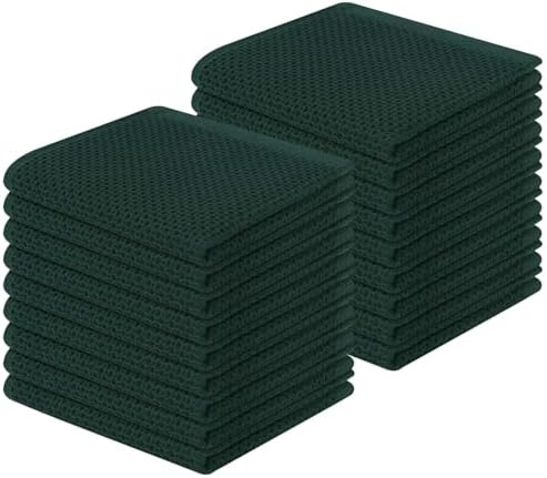 Homaxy 100% Cotton Waffle Weave Kitchen Dish Cloths 18-Pack, Blackish Green by Homaxy