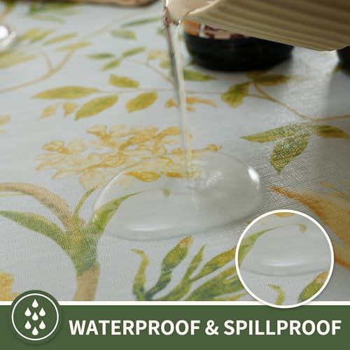 Rectangle Table Cloth,100% Waterproof Tablecloth Oil Proof Spill Proof Vinyl Table Cloth, Wipe Clean Plastic Table Cover for Dining, Camping, Indoor and Outdoor 52" x 70",Leaves - Image 2