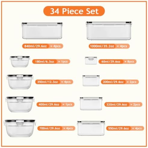 68 Pcs Reusable plastic food storage containers with lids - Image 2