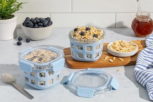 Ello Duraglass 2 Cup Glass Storage Containers with Lids, 2 Pack, Blue - Image 2