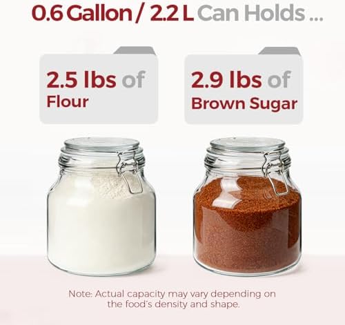 Glass Jars with Airtight Lids 0.6 Gallon 2 Pack Kitchen Canisters - Image 3