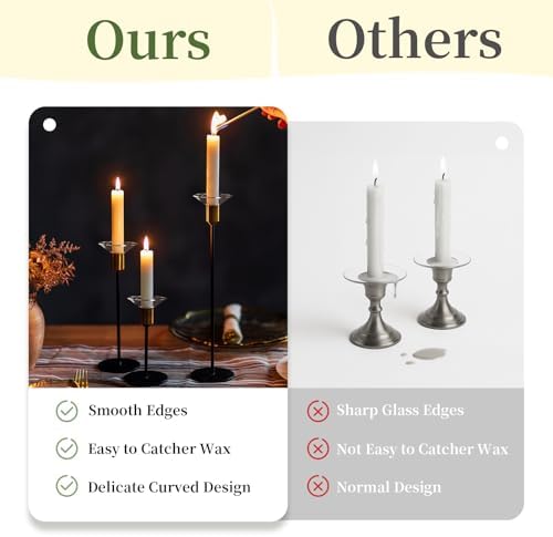 Glasseam Glass Bobeches for Candlestick, 12Pcs Gold Candles Drip Protectors - Image 6
