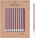 PHD CAKE Rose Gold Long Thin Metallic Birthday Candles, Cake Candles, Birthday Parties, Wedding Decorations, Party Candles by PHDCAKE