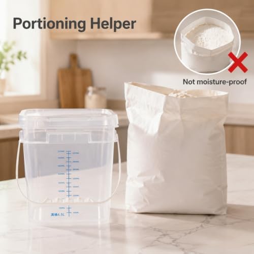 ASEVAT 2 Pack 1 gallon (4L/4.2 Qt) Square Food Storage Containers with Lids & Scoops, BPA-Free Pantry Organizer Bins for Flour, Rice, Sugar, Cereal & Pasta, Clear Graduated Stackable Dry-Goods Storage - Image 5