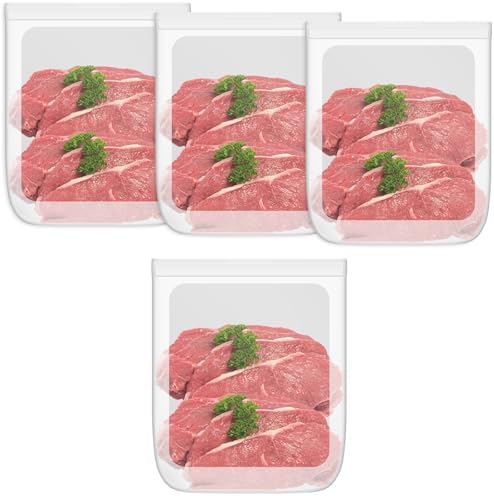100% Silicone Flat Gallon Freezer Bags, 4 Pack Extra Large Reusable Silicone Ziplock Bags Gallon Size for Freezer, Double Zipper Seal, BPA & Microplastic Free, Freezer Microwave Sous Vide Safe, Clear by Annaklin