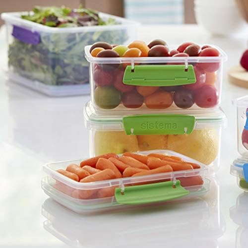 Sistema KLIP IT Collection Food Storage Containers, Clear/Green, 28-Piece Set - Image 7