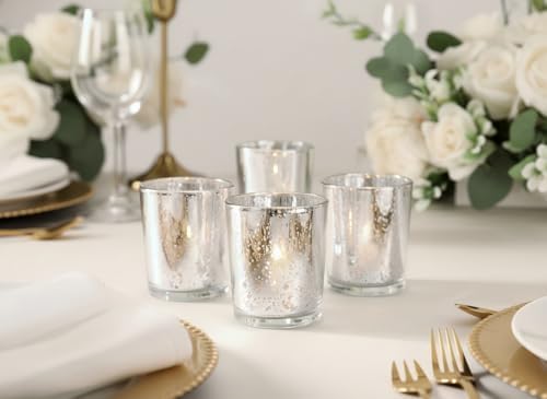 LETINE 6pcs Silver Votive Candle Holders – Standard Votive Size for Regular Votive Candles– Tea Light Candles Holder for Home Decor, Garden Party Decorations, Engagement Table Decorations - Image 4