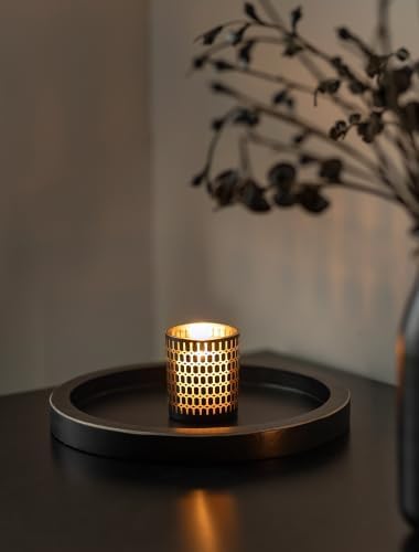Hanobe Round Wood Candle Holder Tray, Black Coffee Table Centerpiece Decor - Image 6