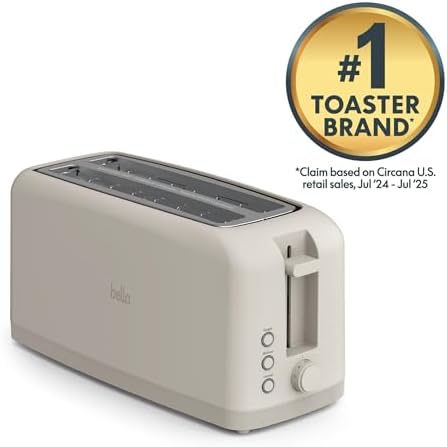 bella Fits-Anywhere™ Slim Toaster, 4 Slice Extra Long & Wide Slot, Oatmilk - Image 3