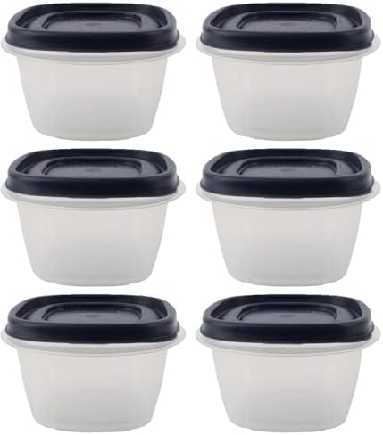 Food Storage Containers, Rubber Maid, Blue, 2 Cup Food Storage Containers, 12 Piece Set, Easy Find Lids, 6 Containers, 6 Lids by Utensilux