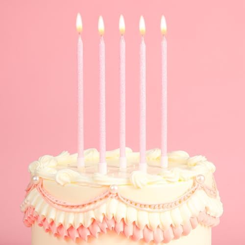 PHD CAKE Iridescent Pink Long Thin Metallic Birthday Candles, Cake Candles, Birthday Parties, Wedding Decorations, Party Candles - Image 2