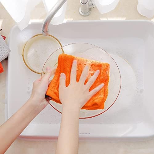 Homaxy 100% Cotton Waffle Weave Kitchen Dish Cloths 6-Pack, Orange - Image 4