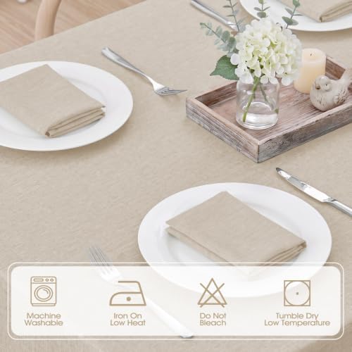 Veblandy Rectangle 10 Feet Tablecloth 60x144 inch Linen Textured Table Cloth Stain and Wrinkle Resistant Washable Polyester, Decorative Table Cover Waterproof for Dining, Buffet and Camping, Beige - Image 5