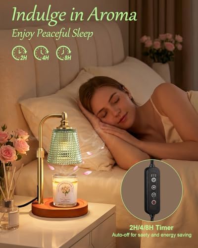 Candle Warmer Lamp with Timer, Birthday Gifts for Women,Green - Image 5