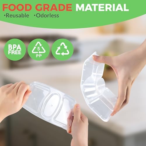 MACTANO 8 OZ Reusable Snack Containers with Lids, New 3 Compartment Condiment Snack Pack Containers 20 Sets - Image 3