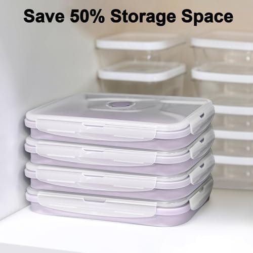 Collapsible Food Storage Containers with Airtight Lid & Vent Valve, 27 oz - Image 2