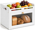 Bread Box for Kitchen Countertop, Bamboo Storage with Top Shelf, White by Unknown