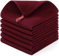 Homaxy 100% Cotton Waffle Weave Kitchen Dish Cloths 6-Pack, Burgundy by Homaxy