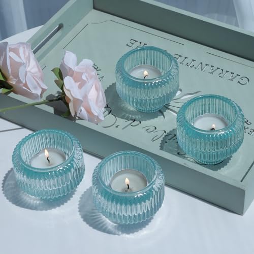 Woho Light Blue Candlestick Holders Set of 4 for Wedding Table Centerpiece - Image 7