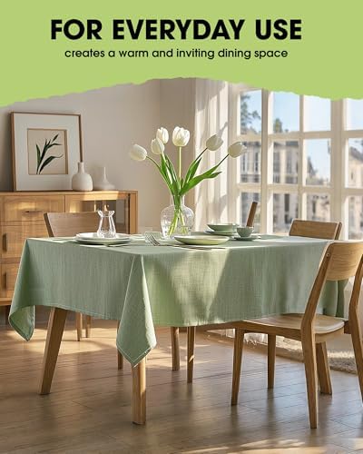 Pureegg Rectangle Linen Tablecloth Waterproof & Stain Resistant, Wrinkle-Free Table Cloth Adds Elegance and Protection, Ideal for Dining, Party, Wedding and Outdoor, 60 x 84 Inch, Sage Green - Image 7