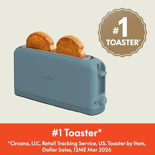 bella Fits-Anywhere™ 2-Slice Slim Toaster, Long Slot & Extra Wide, Surf - Image 3