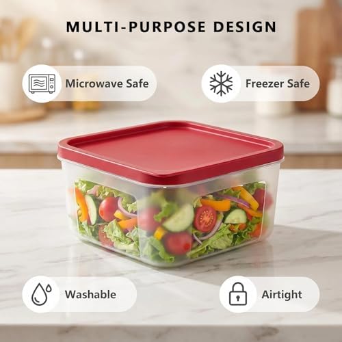 Plastic Food Storage Containers with Lids Airtight - Large Meal Prep Containers Reusable for Freezer - Bread Box for Cookies, Sandwich, Cake & Muffin, Leak-Proof & Stackable, Square, 3 Pcs - Image 3