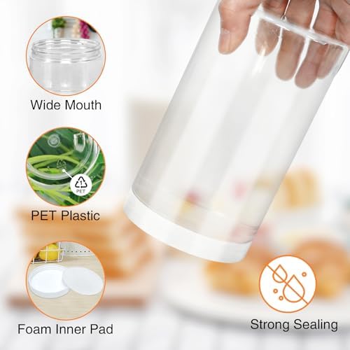 PeacePeo 32 OZ Plastic Jars with Lids, 16 Pack Large Storage Containe - Image 3