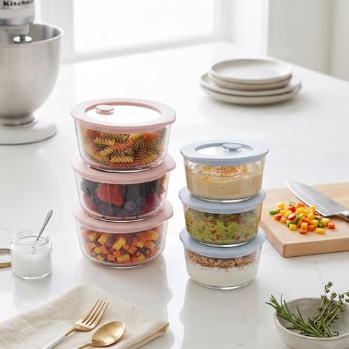 Glass Food Storage Containers with Lids, Plastic Free Semi-Tempered Glass Lids with Silicone Air Vent, Airtight & Leak-Proof Meal Prep Container Set, Oven, Microwave, Freezer & Dishwasher Safe - Image 6