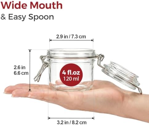 Small Glass Containers with Airtight Lids 4 oz 6 Pack Mini Jam Jars - Image 2