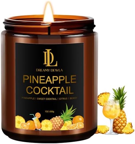 Pineapple Cocktail Candles, 7oz Pineapple Cocktail Scented Candle, Natural Soy Candles for Home Scented, Long Lasting with 50 Hour Burn Time, Gifts for Men Women by DLDREAMYDEWLA