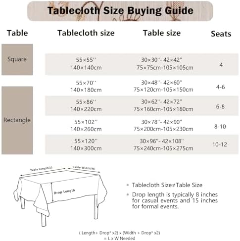 Joyfol Day Rustic Fall Rectangle Table Cloth, Heavy Duty Linen Florals Embroidery Tablecloths, Farmhouse Waterproof Tablecloth, Wrinkle Free Table Cover with Tassels, Coffee Berry, 55''x 120'' - Image 6