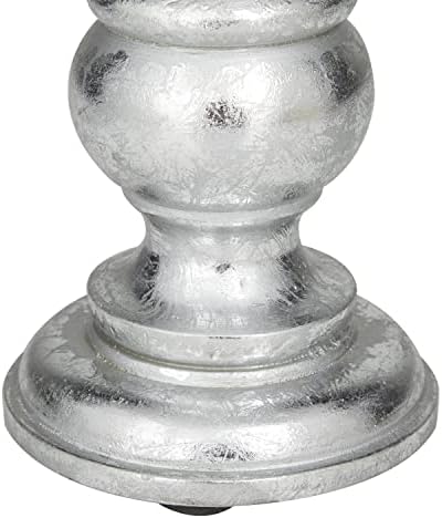 Deco 79 Traditional Mango Wood Pillar Candle Holder, Set of 3 10", 8", 6"H, Silver - Image 5