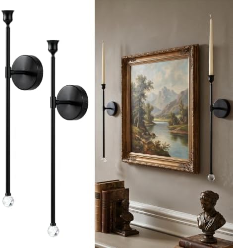 20" Wall Mounted Candle Sconce, 2 Packs, Black by kehail