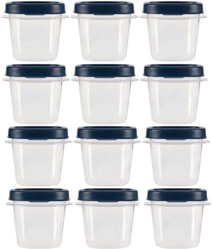 Food Storage Containers, Rubber Maid, Blue, Half Cup Food Storage Containers, 24 Peice Set, Easy Find Lids, 12 Containers, 12 Lids by Utensilux